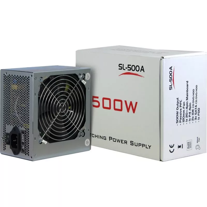 Toiteplokk Inter-Tech SL-500W(A) 500W ATX mitte-modulaarne