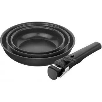 ZWILLING UNLOCK Set 3 keraamilist panni + hoidik - must