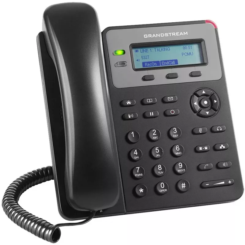 DECT-telefon Grandstream GXP1610 — must, LCD 132×48 px, peakomplekt (RJ-9), 1 telefonitoru, telefoniraamat 500, kõlaritelefon
