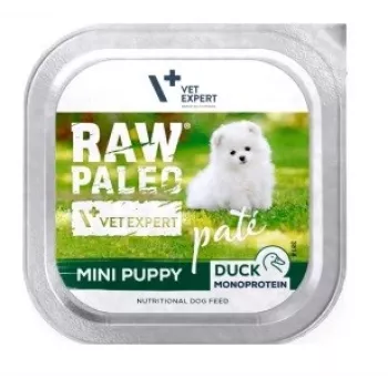 Märg koeratoit VETEXPERT RAW PALEO Pâté Mini Puppy Duck 150 g — pasteet väikest tõugu kutsikatele, pardi retsept, täisvõõt