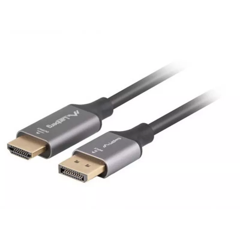Lanberg CA-DPHD-20CU-0018-BK videokaabli adapter 1.8 m DisplayPort HDMI Type A (Standard) Must, Hõbedane