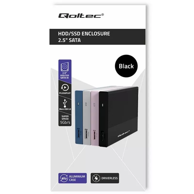 Korpus 2,5-tollisele SATA SSD/HDD-le QOLTEC 52277 USB 3.0