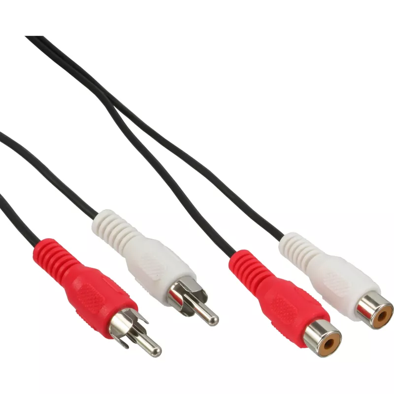 InLine helikaabel 2x RCA isane / emane 20m, 2 x RCA, Isane, 2 x RCA, Emane, 20 m, Must