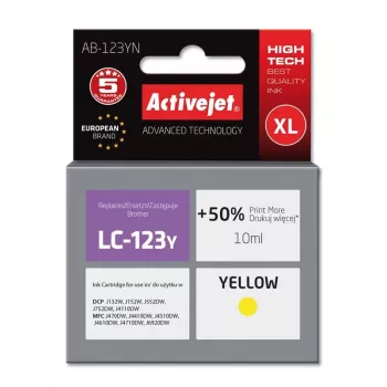 Activejet AB-123YN tint (asendus Brother LC123Y/121Y jaoks; Supreme; 10 ml; kollane)