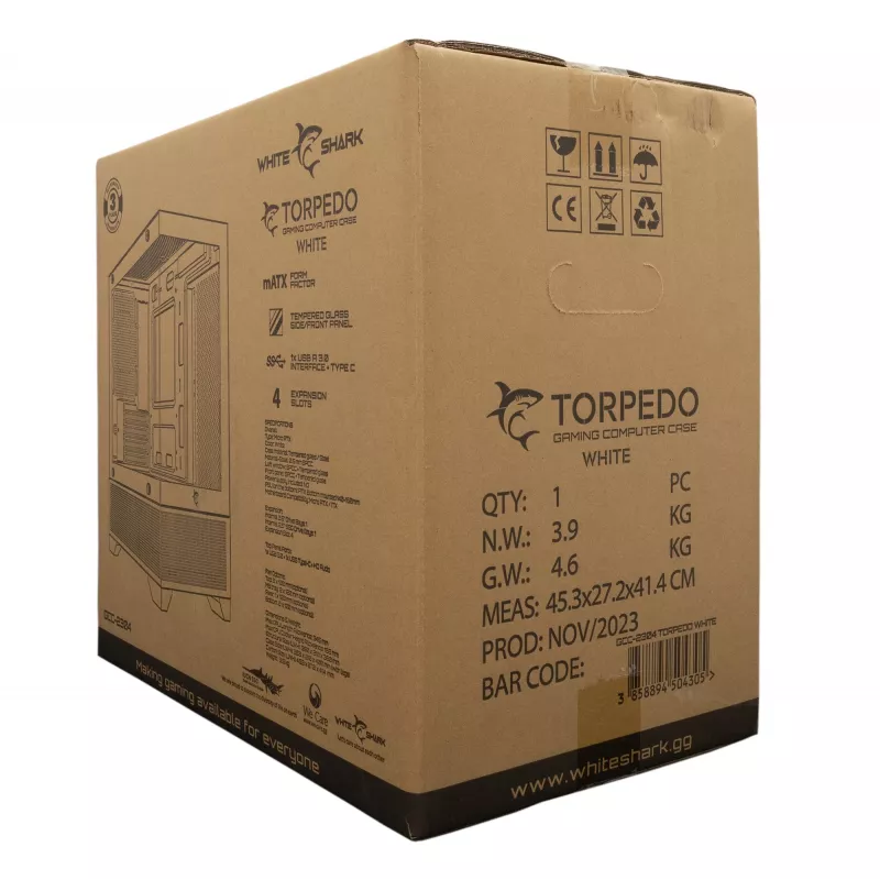 Arvutikorpus White Shark GCC-2304 Torpedo ATX valge