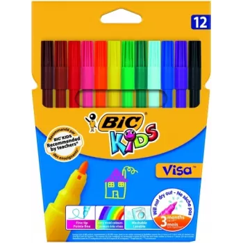 Peen viltpliiats BIC Visa Multicolour 12 tk