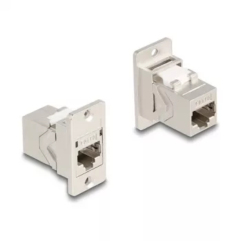 DeLOCK paneelile paigaldatav RJ45 võtmemoodul, adapter pistik-pistik, Cat.6A, metall, kooniline
