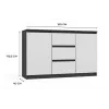 Kummut 2 ust 3 sahtlit top e shop M-MP-K-MAL-2D3S-ANTBIA — antratsiidist raam, valged uksed, 1200×750×400 mm