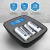 Akulaadija everActive NC1000MV2 — Ni-MH 4-pesaline USB-C laadija, 4 akut, 5 V, must, 110×99×38 mm