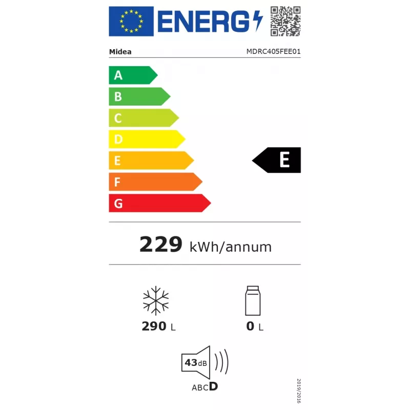 Sügavkülmik Midea MDRC405FEE01, 290 L, kõrgus 85 cm, energiaklass E, eraldiseisev