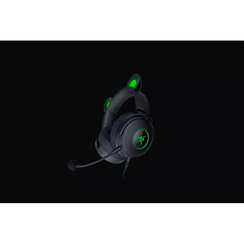 Razer Kraken V2 Pro Kitty Edition, juhtmega, üle kõrva, must, mängupeakomplekt