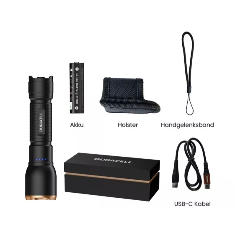 Duracell DF1500R kinkekarbiga taskulamp must