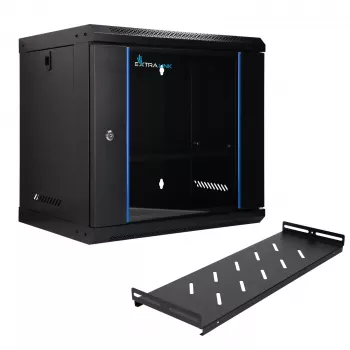 EXTRALINK LITE 9U 530X400 SEINAKINNITATAV RACK-KAPP MUST RIIULIGA
