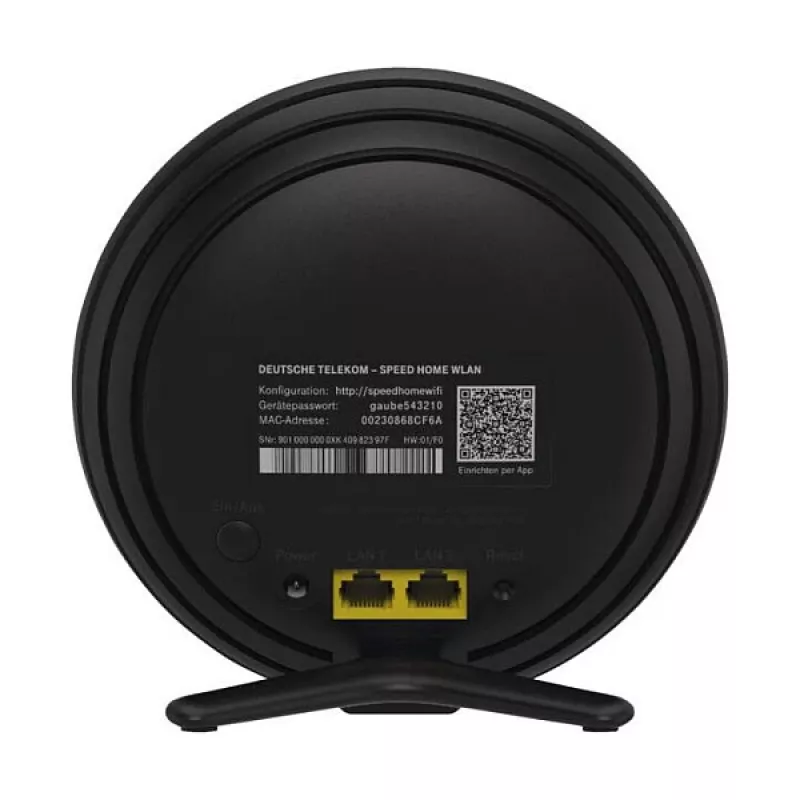Juhtmevaba laua-/postiruuter Telekom 40824613 — Kaheribaline 2,4/5 GHz, Wi‑Fi 6 (802.11ax), Gigabit Ethernet, sisemised antennid, must