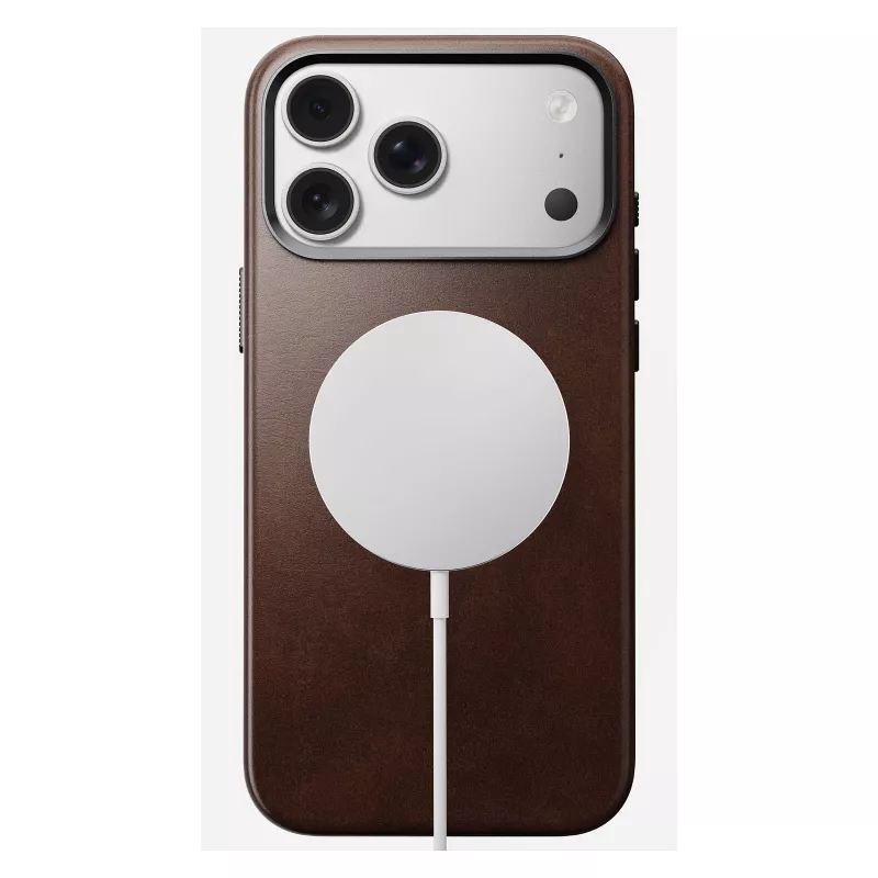 Mobiiltelefoni ümbris Nomad Traditional Leather ümbris iPhone 17 Pro Max jaoks, nahk/alumiinium/mikrokiud, sobib 6,9-tollisele (Pruun)