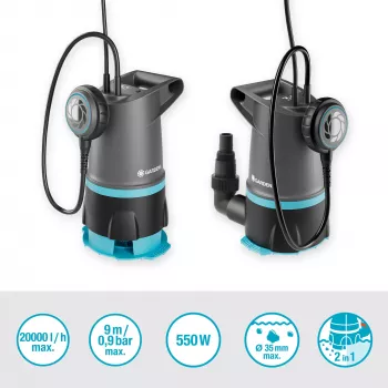 Sukelpump GARDENA 09018-47 — 550 W mootor vee eemaldamiseks ja ülekandmiseks