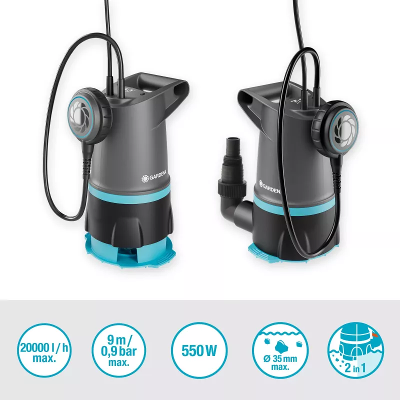 Sukelpump GARDENA 09018-47 — 550 W mootor vee eemaldamiseks ja ülekandmiseks