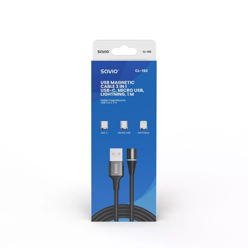 Savio CL-152 USB-kaabel 1 m USB 2.0 USB C Micro USB A/Lightning must
