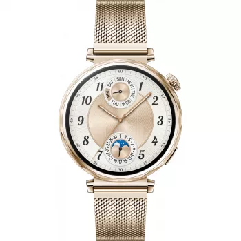 Nutikell HUAWEI WATCH GT5 41 mm — 1,32 tolli AMOLED, 466×466, 323 mAh, roostevabast terasest korpus, kuldne rihm