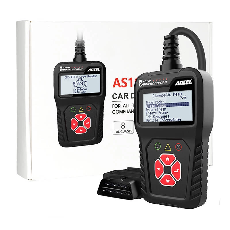 OBD2 diagnostikaskänner Ancel AS100/AC100, mitmeprotokolliline tugi, kompaktne pihuarvuti disain