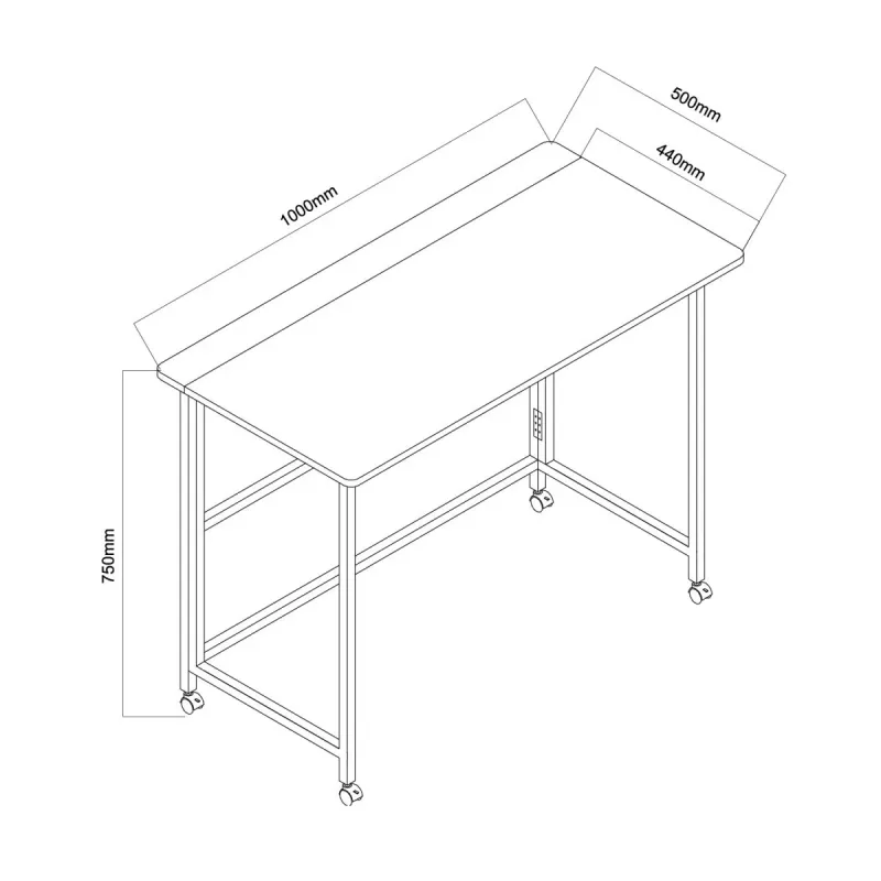 Maclean kokkupandav laud, must, mobiilne, 100x50cm, max 50kg MC-1250 B