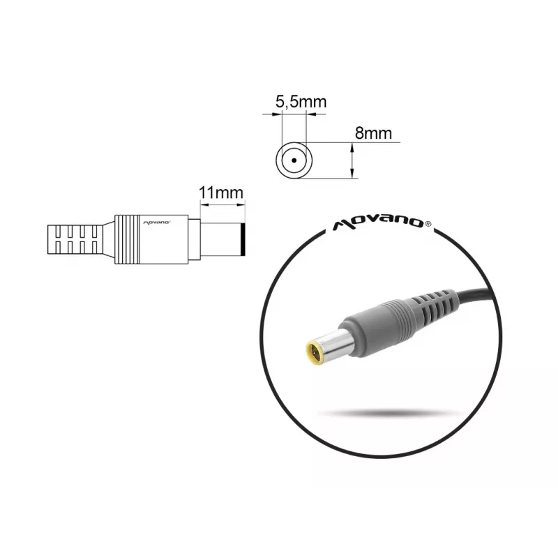 Sülearvuti laadija MITSU 20V 4.5A (8.0x5.5 mm barrel) Lenovole