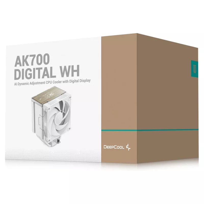Protsessori õhkjahuti DeepCool AK700 Digital WH, 120 mm ventilaator, toetab AM5/AM4/LGA 1700/1200/1155/1151/1150, valge