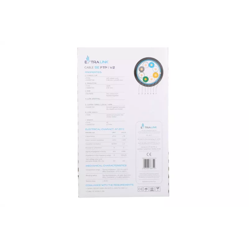 Võrgukaabel Extralink keerdpaar CAT5E FTP (F/UTP) V2 Outdoor 305M must