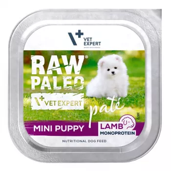 Märg koeratoit VETEXPERT RAW PALEO Pâte Mini Puppy Lamb 150 g, täisväärtuslik toit väikeste tõugude kutsikatele, 80,5% niiskusesisaldus
