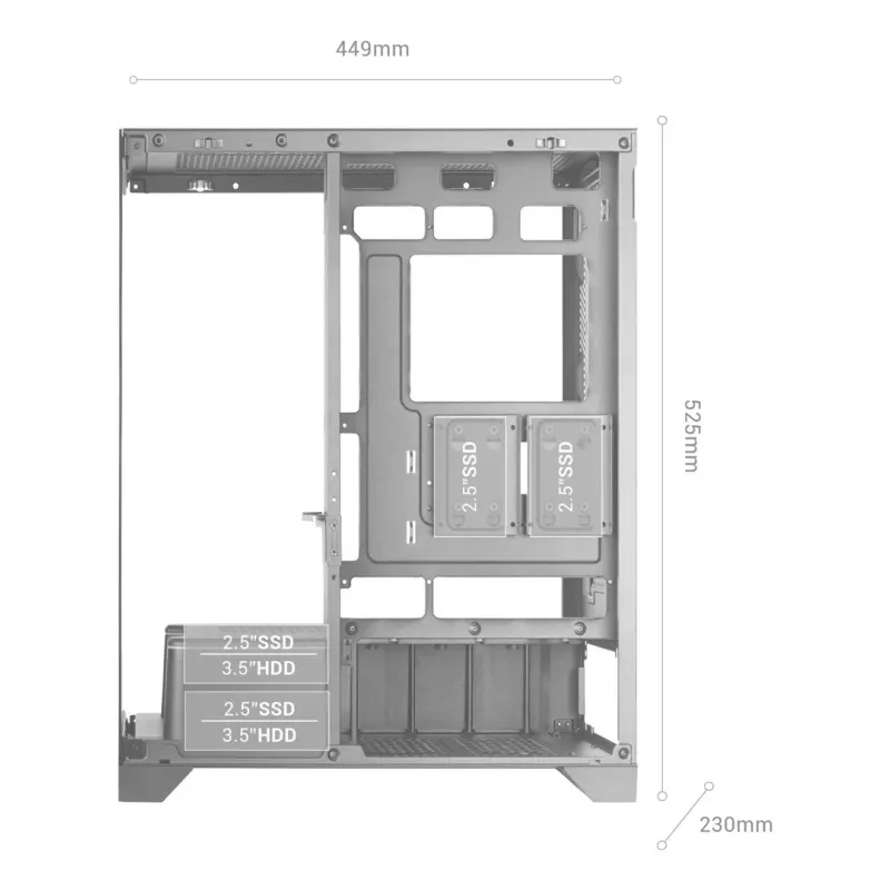 TACENS Mars Gaming MCPRISMA Midi Tower PC korpus, must, karastatud klaas, toetab ATX/Micro-ATX/Mini-ITX, 2x3,5-tollised + 2x2,5-tollised sahtlid