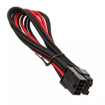 SilverStone PCIe-8-Pin to PCIe-6+2-Pin kaabel, 250mm - must/punane