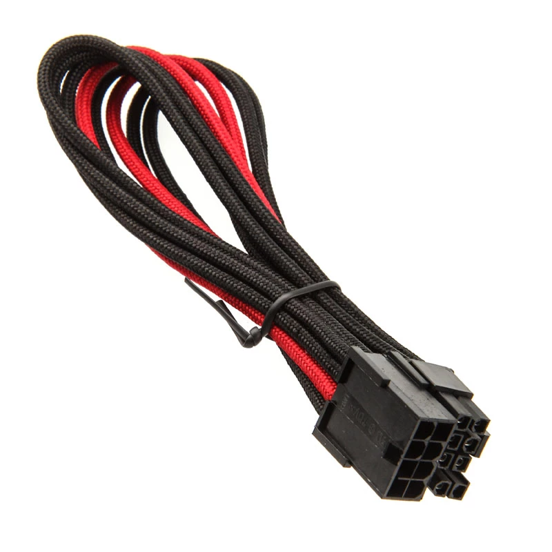 SilverStone PCIe-8-Pin to PCIe-6+2-Pin kaabel, 250mm - must/punane
