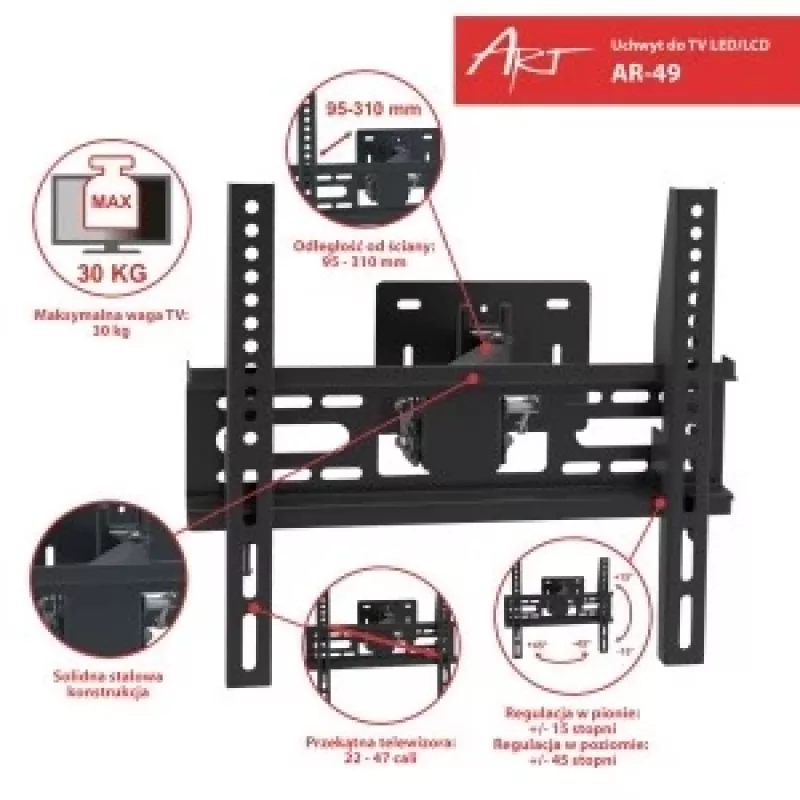 LCD käepide AR-49 22-47'' 30KG