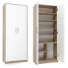 Dokumendikapp OLIV 2D 74x35x180 cm, sonoma tamm/valge