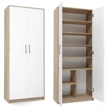 Dokumendikapp OLIV 2D 74x35x180 cm, sonoma tamm/valge