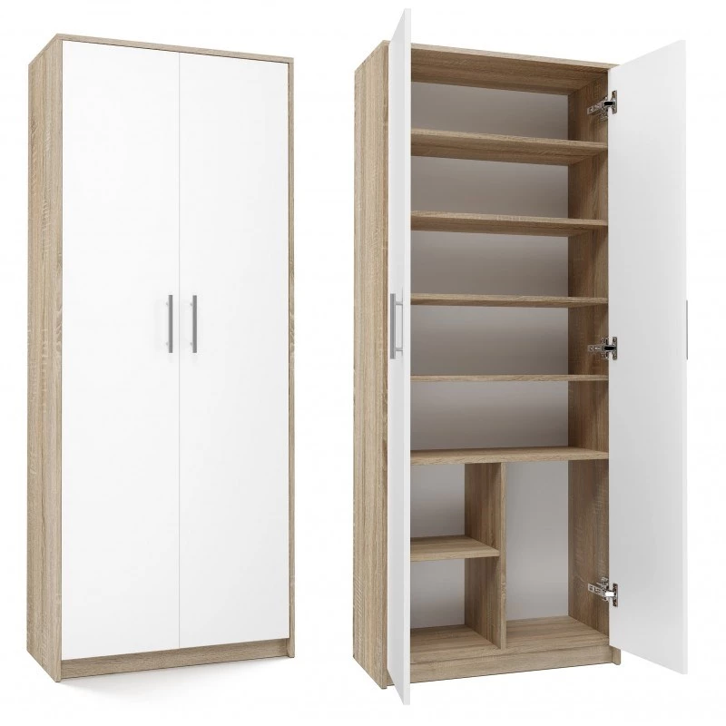 Dokumendikapp OLIV 2D 74x35x180 cm, sonoma tamm/valge