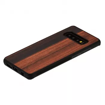 Nutitelefoni ümbris man and wood Samsung Galaxy S10 jaoks — eebenmust, kaitsev puidust tagakülg ja raam