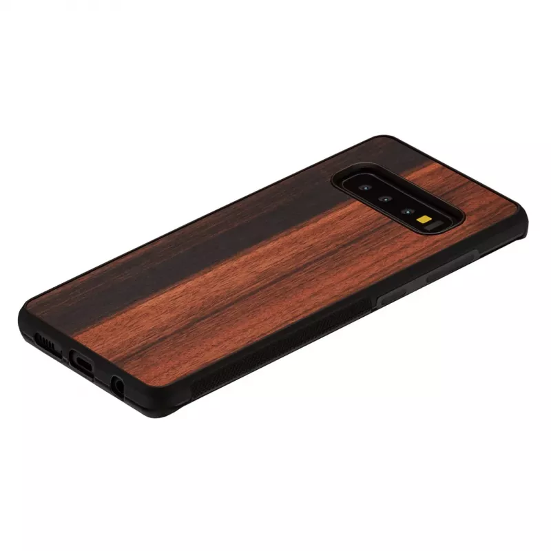 Nutitelefoni ümbris man and wood Samsung Galaxy S10 jaoks — eebenmust, kaitsev puidust tagakülg ja raam