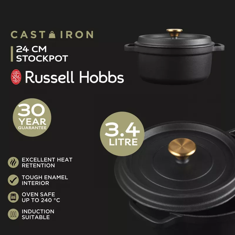 Malmist pajapott Russell Hobbs 24 cm, must