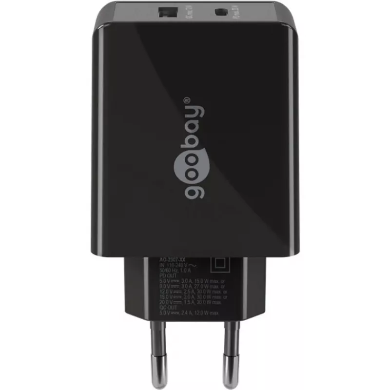 Wentronic 61673 laadija mobiilseadmetele universaalne must vahelduvvool kiirlaadimine siseruumides (61673)