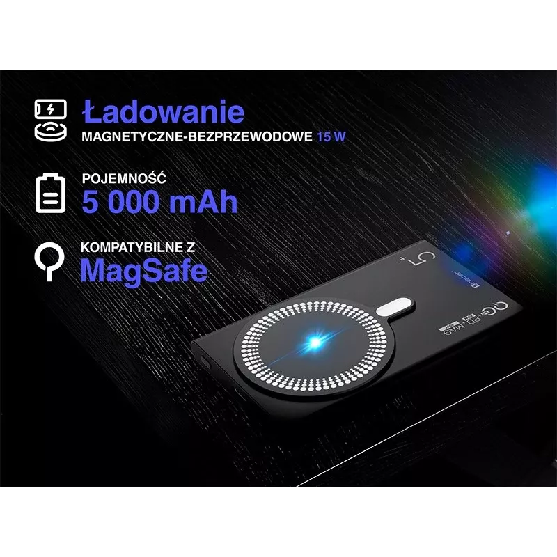 Kaasaskantav laadija TRACER AirMag2 — 5000 mAh, MagSafe-ühilduv, USB-C PD 20 W, juhtmevaba laadimine, 115 g, 1 port