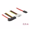 Delock - SATA- / SAS-kaabel - SAS 12Gbit/s - sisemine toiteallikas, 4-kontaktiline, sisemine SAS, 29-kontaktiline (SFF-8482) SATA-le (W) - 50 cm