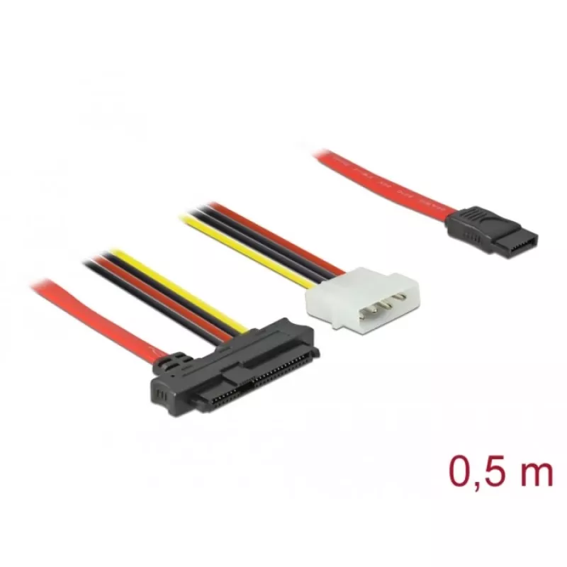 Delock - SATA- / SAS-kaabel - SAS 12Gbit/s - sisemine toiteallikas, 4-kontaktiline, sisemine SAS, 29-kontaktiline (SFF-8482) SATA-le (W) - 50 cm