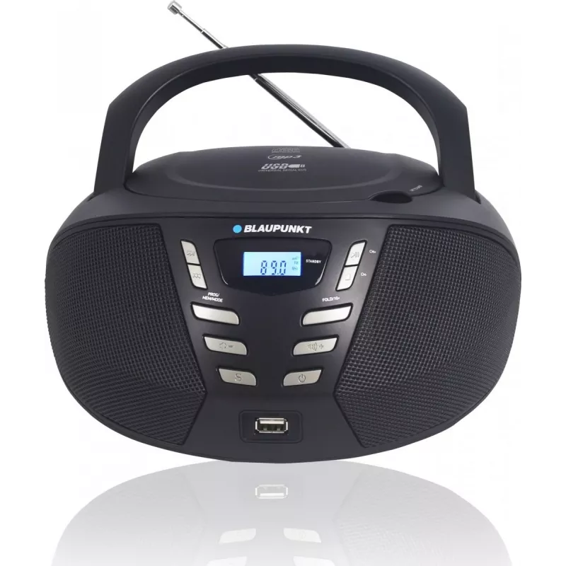 Kaasaskantav CD-mängija Blaupunkt BB7BK — MP3, FM-raadio, USB, AUX, patareitoide, 2x sisseehitatud kõlarit, 240×230×128 mm