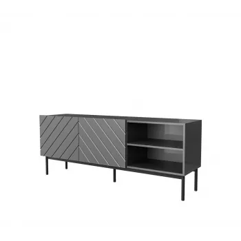 AV/TV-kapp cama meble ABETO RTV mustal terasraamil 150x42x60 cm grafiit/läikiv grafiit