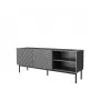 AV/TV-kapp cama meble ABETO RTV mustal terasraamil 150x42x60 cm grafiit/läikiv grafiit