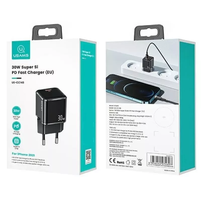 Seinalaadija usams T45 30W USB‑C PD3.0 nutitelefonidele ja tahvelarvutitele