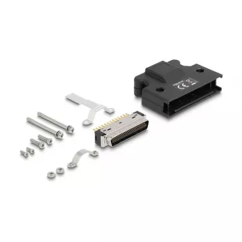 DELOCK MDR isane 50‑kontaktiline jooteühendusega pistik korpusega, must, 41,1×50×12,7 mm