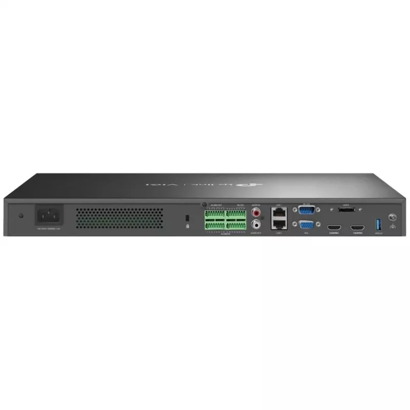 Võrgusalvesti TP-Link VIGI 64 kanaliga NVR, 64 kanaliga sisend, 4K 3840×2160, 16 kanaliga taasesitus, SATA HDD, 64 TB max, 2×LAN, USB-A