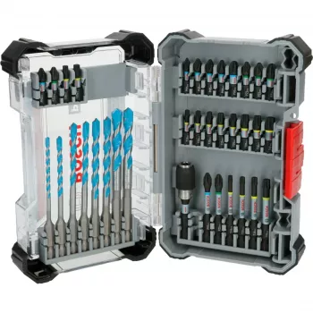 Löögipuuride ja otsakute komplekt Bosch PRO 35-osaline 2608522518 — erinevad puuri- ja kruvikeeramisotsakud metallile, puidule, müüritisele